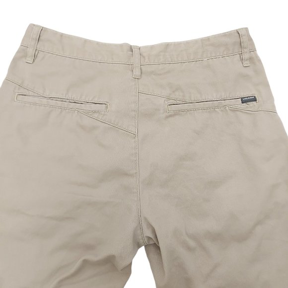 Volcom Mens Casual Shorts Size 30 Straight Flat Front Mid Rise Pockets Beige - Picture 4 of 8